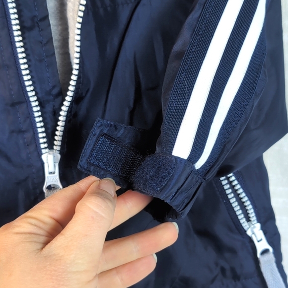 Vintage Oshkosh 12M Navy Blue Full Zip Windbreaker Hooded Track Jacket Lined - Picture 4 of 6
